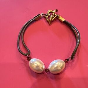 Brighton Pearl and Leather Bracelet